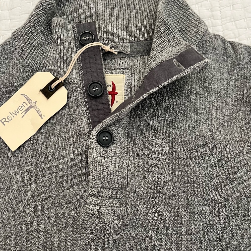 Relwen - Men’s Grey Knit Sweater (Medium, New With Tags)